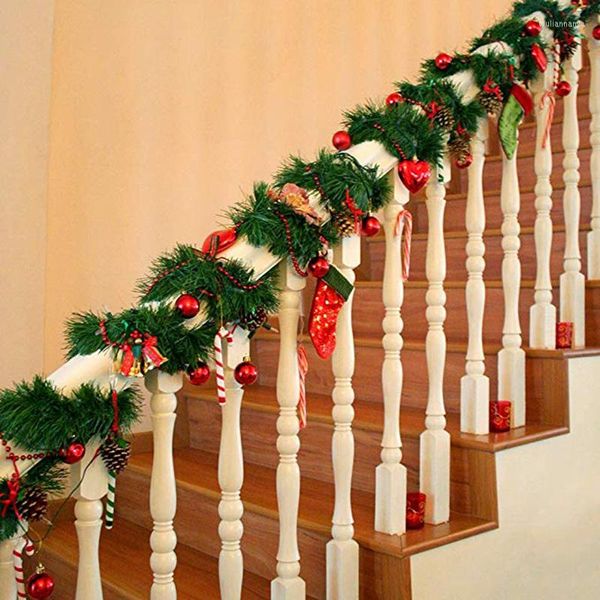 Decorazioni natalizie Ghirlanda da 5,5 m Casa Anno Ghirlanda verde Festa di Natale Albero artificiale Striscione in rattan Ornamento appeso Navidad