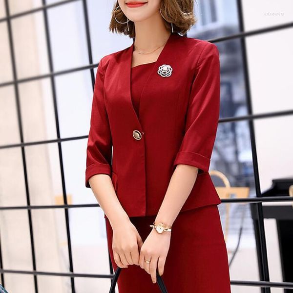 Arbeitskleider Anzüge Büro Damen tragen formelle Business 2-teiliges Set Plus Size elegante Designs Frühling Herbst Blazer Tops Kleid Frauen