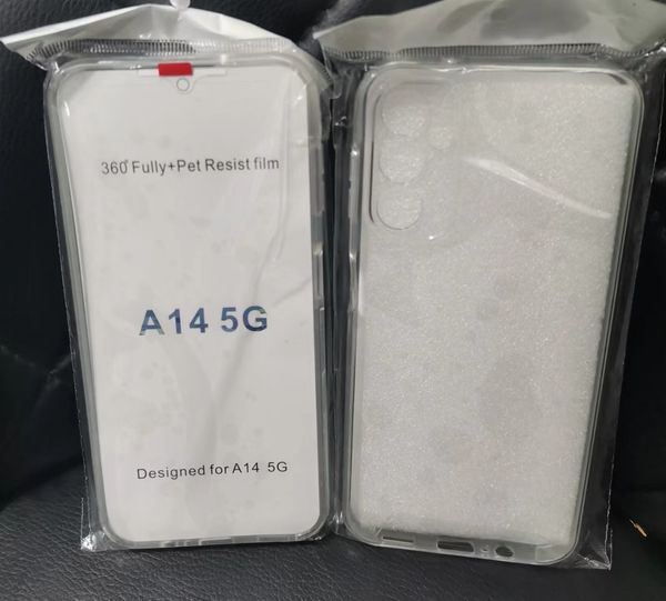 S24 360 Grad harte PC-weiche TPU-Hüllen für Samsung S23 Ultra Plus A14 5G M23 A23 M52 A32 A52 A72 Redmi A1 Xiaomi 12T Ganzkörperabdeckung Kristall doppelseitige 2in1-Telefonabdeckungen