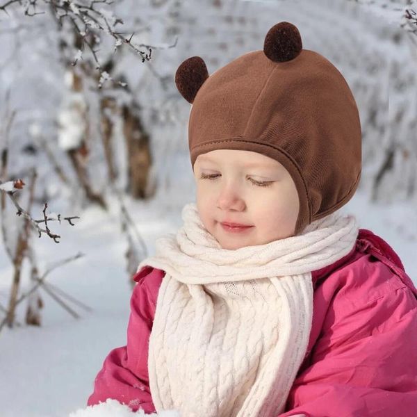 Berretti viso con cappello caldo paraorecchie Cappelli in pelle per bambini con protezione dal freddo legati e carini per ragazzi e quadri di grandi dimensioni