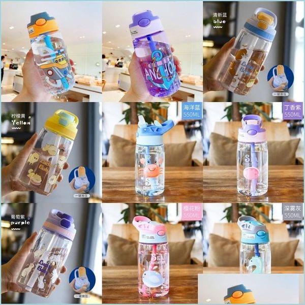 Бутылки с водой детские бутылки с водой Sippy Cup Creative Cartoon Carting Compling Cups с STS Leakpronation Waters Бутылки бутылки на открытом воздухе портативные чил dhla4