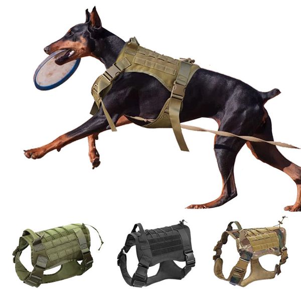 Hundebekleidung, taktisches Training für große Hunde, dreiteiliger Anzug, Hundegeschirr, Halsband und Leine