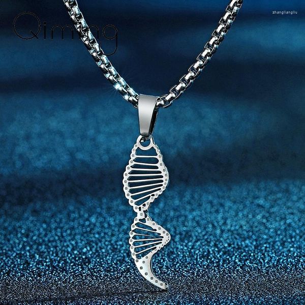 Anhänger Halsketten Silber Molekül DNA Halskette Männer Chemie Polygon Edelstahl Schmuck Wissenschaft Geschenk