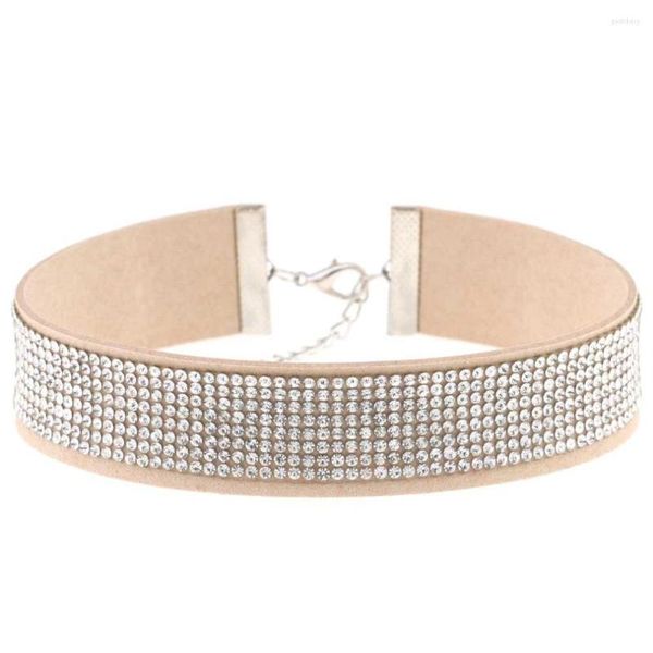 Halsband Beige Lila Voilet Wide Ban Pave Shine Strass Kristall Verstellbare Perlen Halsketten Für Frauen Collier