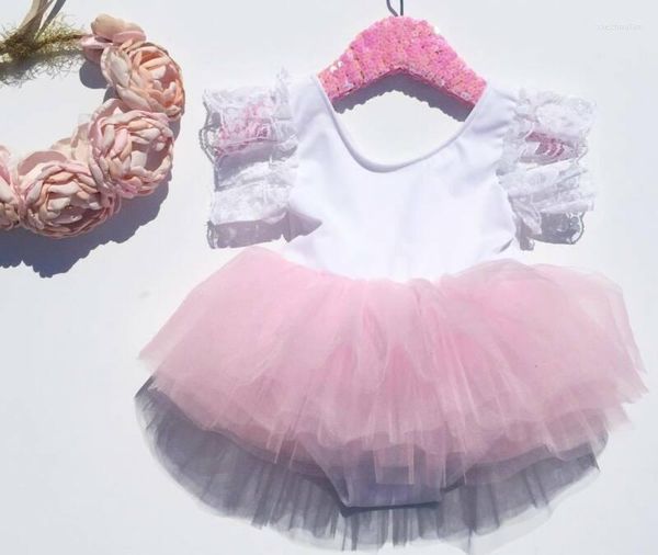 Vestidos de menina nascidos crianças meninas garotas rosa festas de renda tutu roupas roupas de vestido 0-3y malha moda