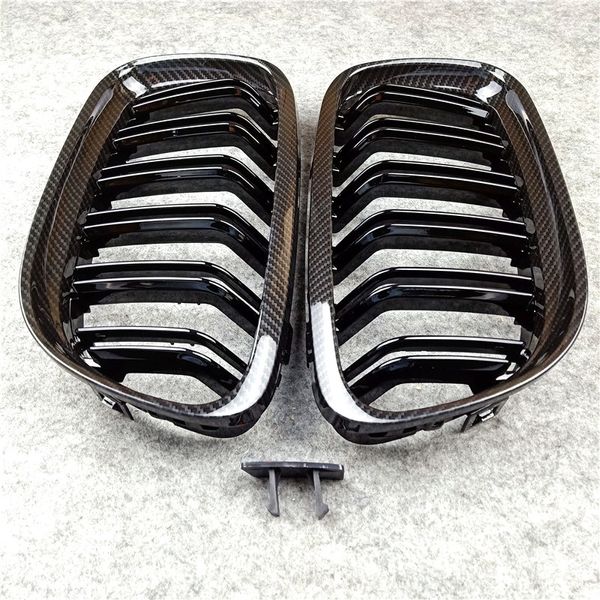 Front Body Kit Bumper Mesh Grill Grille Carbon Look for 3 Series E90 2008-2011 Grilhas de corrida pretas brilhantes