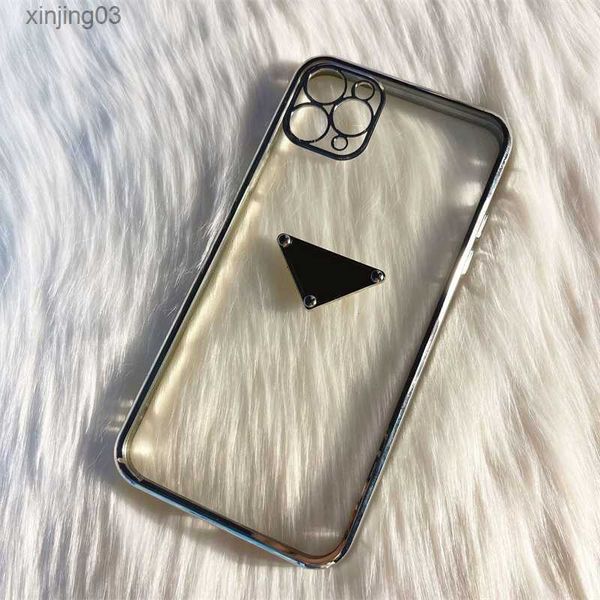 Capa de celular de luxo Caso iPhone Designers transparentes Triângulo Frame para iPhone14 Pro Max Plus 13Promax 12 mini xs xr 7 8p xinjing03