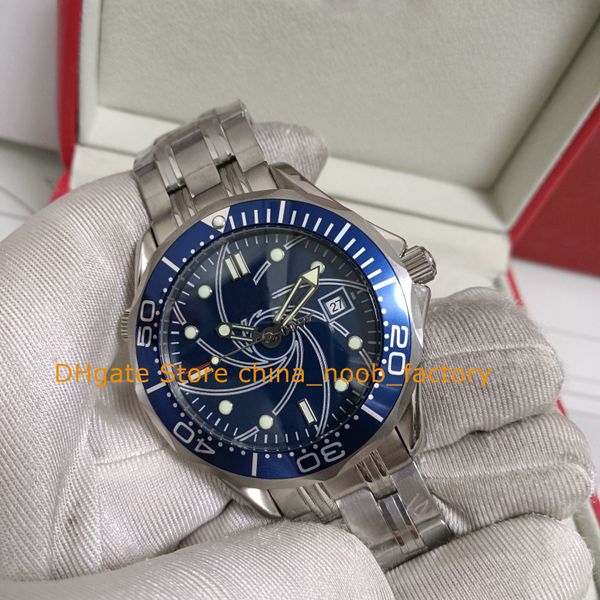 С коробкой Автоматические мужские часы Мужские часы с синим циферблатом из нержавеющей стали 41 мм 007 Механические спортивные часы Casino Royale Limited Edition Профессиональные часы