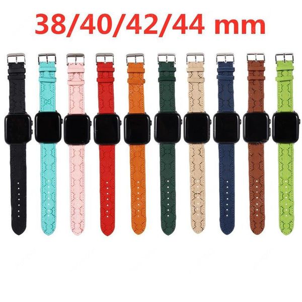 Модные ремни для часов, совместимые с Apple Watch Band 38 мм 40 мм 42 мм 44 мм Luxury L Designer Soft Leather Watch -полоса замены запястья Iwatch Series 6 5 4 3 2 1 SE Строки