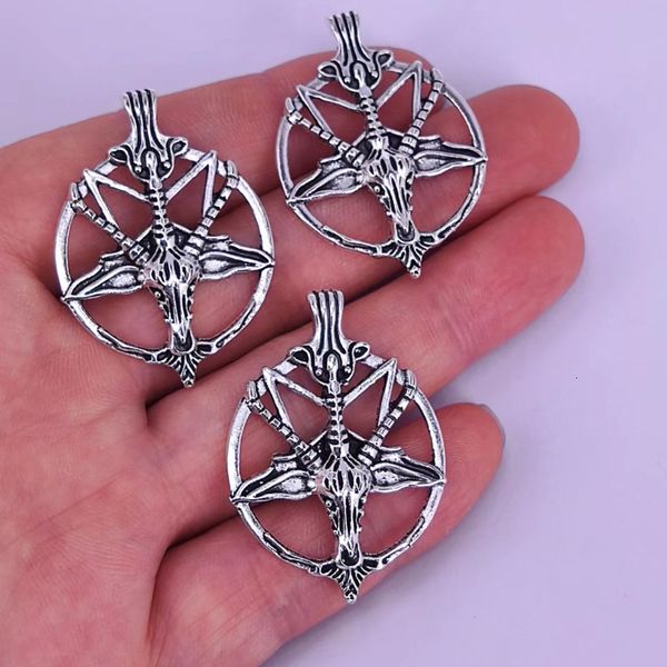 Colares pendentes 50pcs diy vintage invertido pentagrama satanás de cabra charme baphomet satanismo Único jóias pagãs amuletas 221115