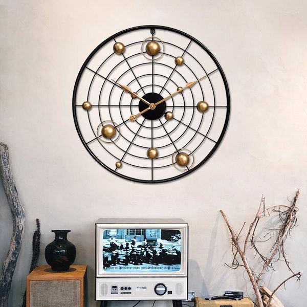 Orologi da parete Modern Retro Old Mesh Soggiorno Grande orologio Home Planet Round Concept Commercio all'ingrosso transfrontaliero