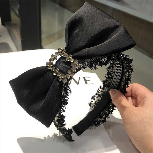 Kafa Bantları Fransız Grace Rhinestone Bowknot Saç Bantları Kadınlar için Kafa Bandı Kore Saç Aksesuarları Saç Band Çiçek Taç Baş Bantları Kafa Sarısı T221007