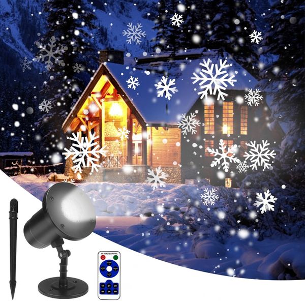 Lampade per proiettori laser impermeabili con fiocco di neve, luci da palco a LED per luci da giardino per feste di Natale, per esterni