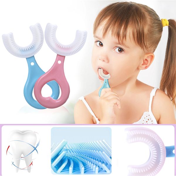 Diş Fırçası Çocuk Tuvalet Malzemeleri 360 Derece U Şeklinde Çocuk Diş Fırçası Dişleri Fırça Silikon Çocuk Dişleri Ağız Bakımı Temizlik ZXF50