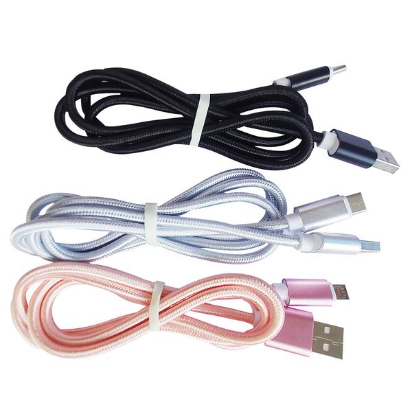 1M типа C Micro USB Нейлоновое плетенное зарядное устройство USB Cable Super Fast Carging Bord для Android Samsung Huawei Xiaomi Мобильные телефоны Линия зарядки DHL FedEx UPS Free Ship