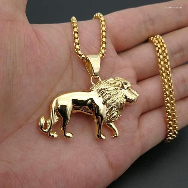 Подвесные ожерелья классический доминирующий панк-стиль мужской личность хип-хоп золотой цвет льва животные прохладное ожерелье мотоцикл подарки