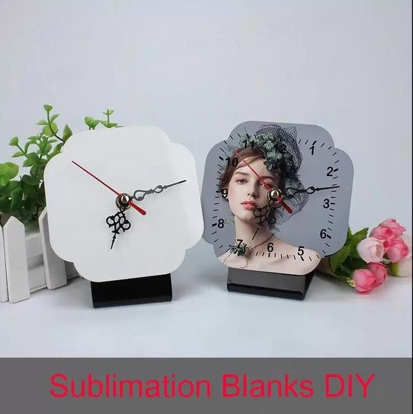 Sublimation MDF Holz Fotorahmen leere druckbare Muster mit Uhr DIY Holzschnitt Druck Weihnachtsgeschenke Großhandel EE