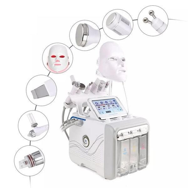 7 em 1 Equipamento de microdermoabrasão Hydro Water Dermoabrasão Spa Máquina de limpeza de poros de pele facial com máscara de terapia com PDT LED