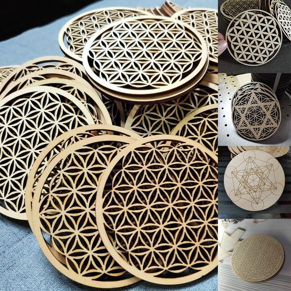 Tapetes de mesa de madeira círculos de borda redonda de ara