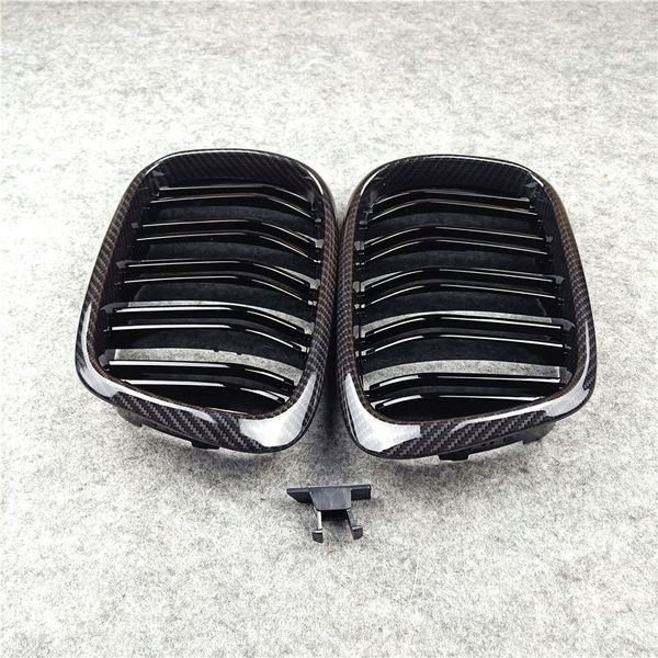 Rejillas de malla para BMW 5 Series E39 ABS Carbon Look Black/ M Color Parrilla delantera Parrilla de doble listón 1996-2003 Car Styling