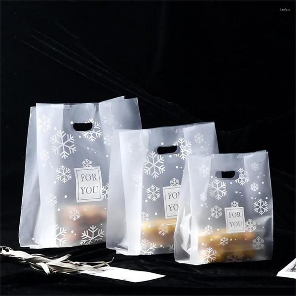 Sacos de armazenamento 50pcs/conjunto de bolas de bolo de sobremesa assadas bolsas de embalagem de flocos de neve embalagem de doces de plástico para festas de casamento compras
