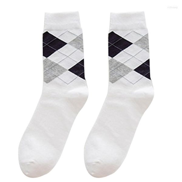 Meias masculinas Men Winter Cotton Crew Vintage Argyle Plaid Padrniess Hosiery T3LC