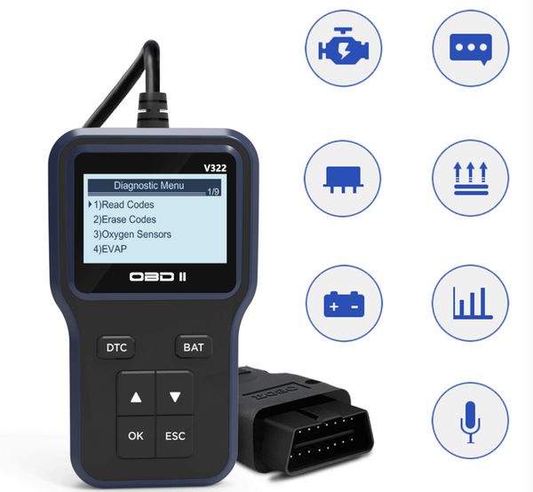 V322-Codeleser, Kfz-Fehlerdiagnoseinstrument, schnelle Erkennung von Fahrzeugdaten