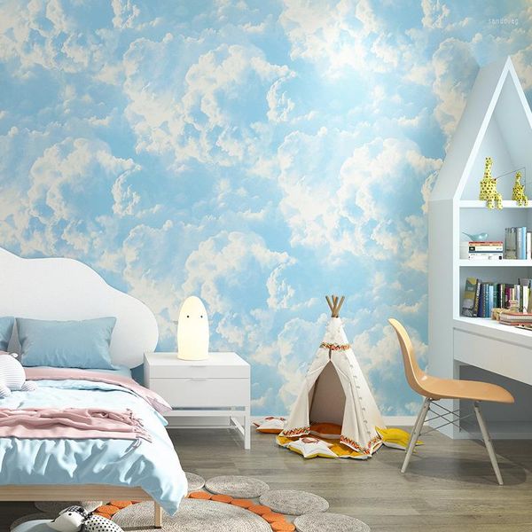 Fondos de pantalla Sofá minimalista moderno Fondo de TV Nube oscura Papel tapiz Sala de estar Dormitorio Estilo nórdico Cielo azul y nubes blancas