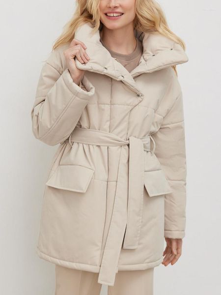 Женские траншеи пальто сгущенные стеганые куртки Женские зимние пластики Parkas Pare Vintage Belt