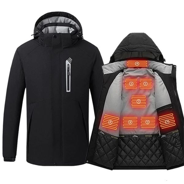 Piumino da uomo WJJDFC Giacca riscaldante da uomo 8 zone Abbigliamento riscaldato elettrico invernale Ricarica USB Giacca a vento impermeabile Calore Cappotto da sci all'aperto 221114