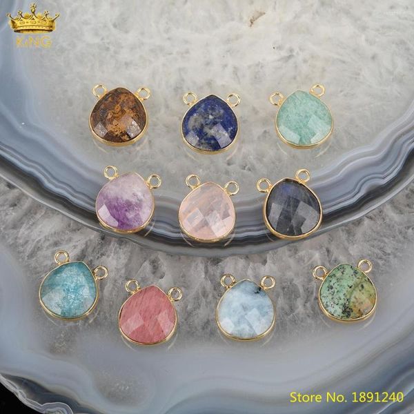 Подвесные ожерелья 5pcs Natural Hwylite Labradorite Amazonite Beads Разъем для браслетов, изготовленных из золота, залога кристаллы, капля Charms Diy