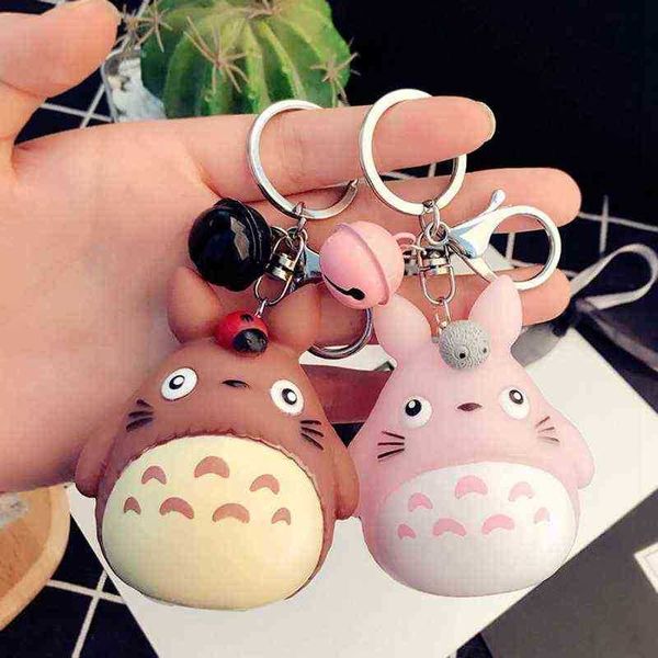 Keychains Fashion Keychains fofa Kawaii Kitten Cather Key Chain Ring Anime Totoro Kichain Creative Trinket charme Meninas garotas Keyring T220909