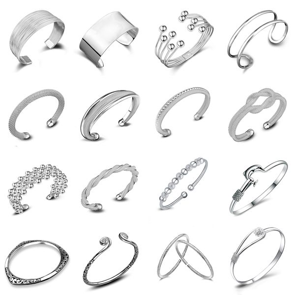 Moda 925 prata esterlina pulseiras abertas pulseira única marca de luxo designer mulheres homens pulseira ajustável manguito jóias amantes do casamento presente atacado