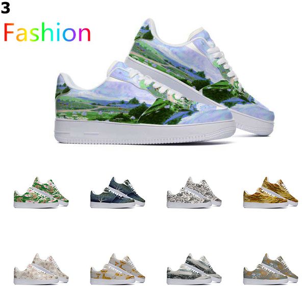 Designer Custom Shoes Running Schuh M￤nner Frauen handgemalte Mode Herren Flat Trainer Sport Sneakers Color2