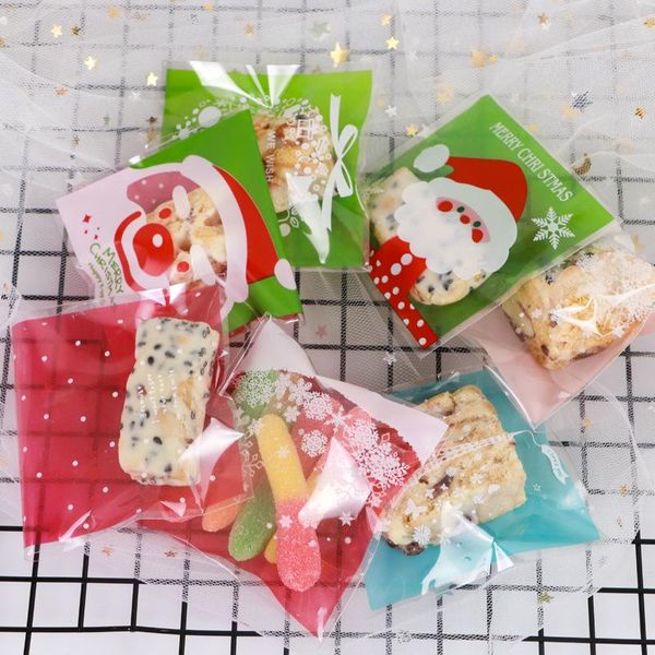 Geschenkpapier 100 Stück Plastiktüten Süßigkeiten Keks selbstklebend für DIY Kekse Snack Backpaket Dekor Kinderbedarf