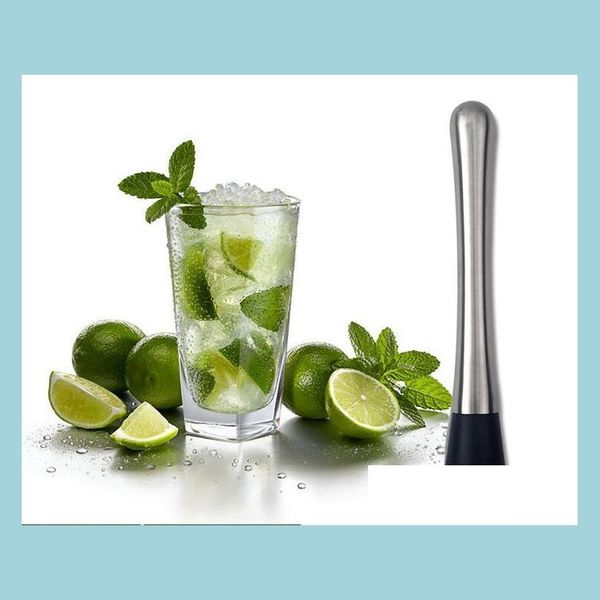 Ferramentas de barra de a￧o inoxid￡vel Cocktail gelo Swizzle Stick Fruit Fruta Muddle Posicle Picsicle Sticks triturados Ferramentas de barras de vinho Droga de vinho Dhiuy