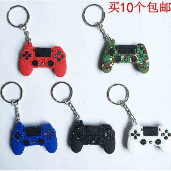 Keychains Creative Game Handle Key Chains PVC Soft Rubber Key Pingente PS4 Game Console KeyChain Mobile Wallet Backpack Pingente T220909