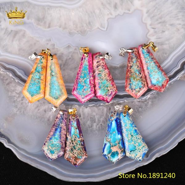 Подвесные ожерелья King 5pcs Натуральные двухцветные морские осадки Джаспер в форме ожерелья в форме