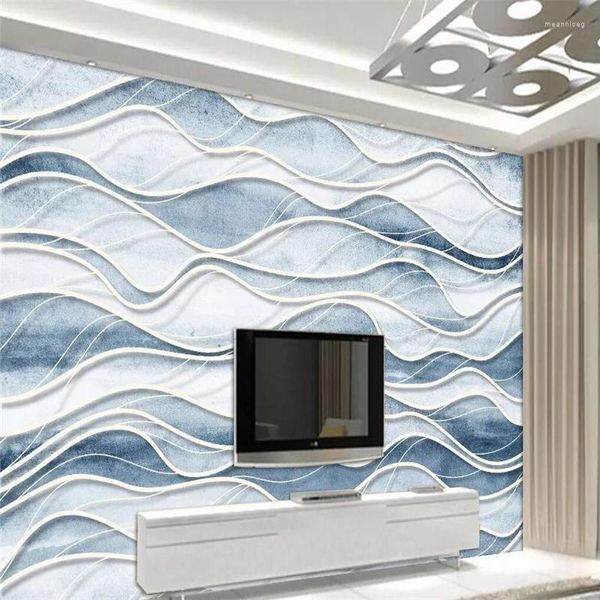 Wallpapers Dekorative Tapete Moderne einfache nordische abstrakte Art geometrische Kurven dreidimensionale Hintergrundwandmalerei