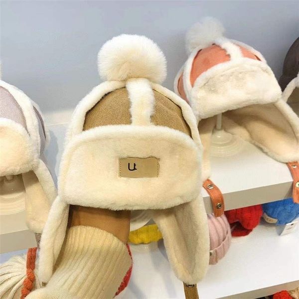 Cappello per bambini invernali Peluche per bambini addensare le orecchie calde Muff Ragazzi Ragazze Trapper Cappelli
