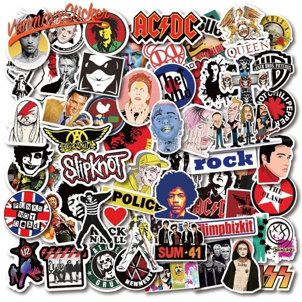 Adesivi giocattolo per bambini VANMAXX 100 pezzi Rock Band Stars Musica Cool Decalcomania in PVC impermeabile per chitarra Laptop Casco Bicicletta Deposito auto 221115