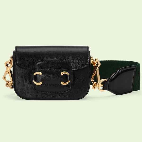 Mini debriyaj çanta cüzdanları moda omuz çantaları klasik mektup crossbody cüzdan inek çantaları altın donanım zinciri çıkarılabilir kırmızı yeşil şerit kayış çapraz gövde