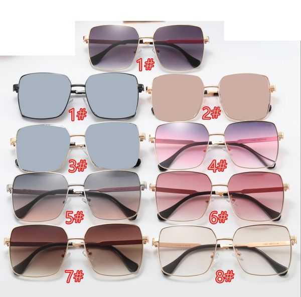 1PCS Summer Man Metal Frame Moda Glassses Mulher Letters de vidro ao ar livre Viclas de vidro Prata Black Fashion Street Fotos vintage ￓculos 8Colors Adumbral