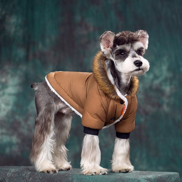 Vestuário para cães roupas de inverno super quentes para tecido pequeno e impermeabilizado outono grosso capuz de estimação de animais de estimação chihuahua costura de pele de pele pug 221103