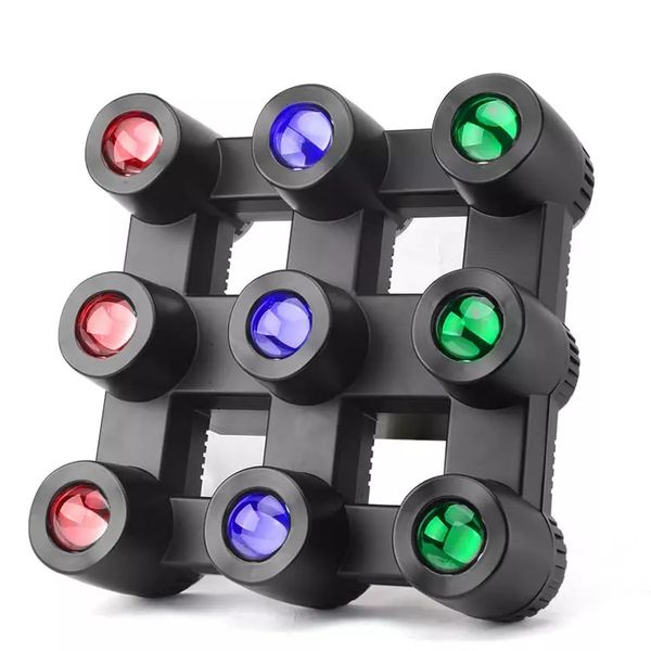 Effetti LED Nuovo design Controllo DMX512 RGBW 4 In1 9 Eye Matrix Disco Light con luce da palco DJ professionale di fabbrica