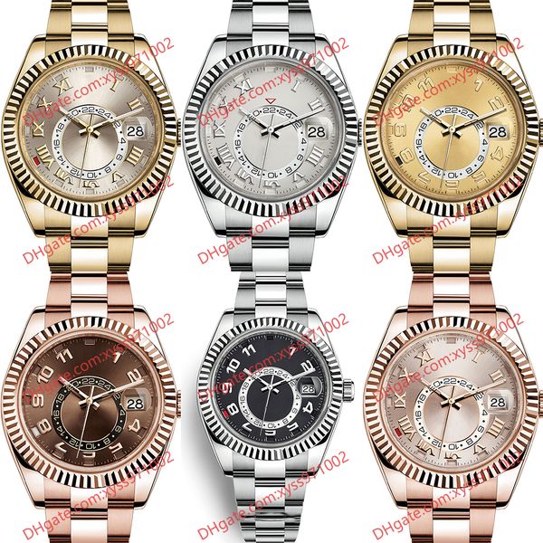 6 Модельные высококачественные мужские часы 2813 Спортивная автоматическая машина 326935 часов 42 -мм шампанского циферблата розовое золото.