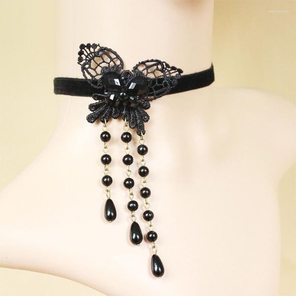 IMITAÇÃO DE IMITAÇÃO DO CARRO DE PARA TATOOLA TATOLO TATOL LING BLACK BORBATEFLY CHOKERS CHOKERS CHOKERS BRIDAL GOTHIC JEWICS LACE CARCANTES