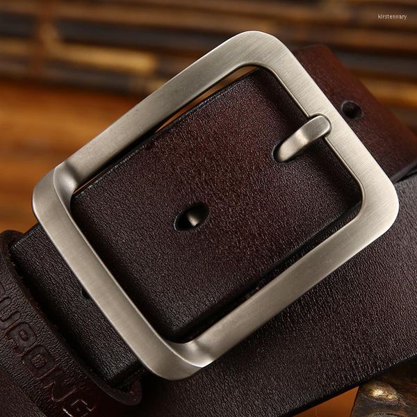 Cintos da marca original Leather Men Belt 2 Color Pacote de luxo Pino quadrado Fuckle Walleband Designer para genuíno