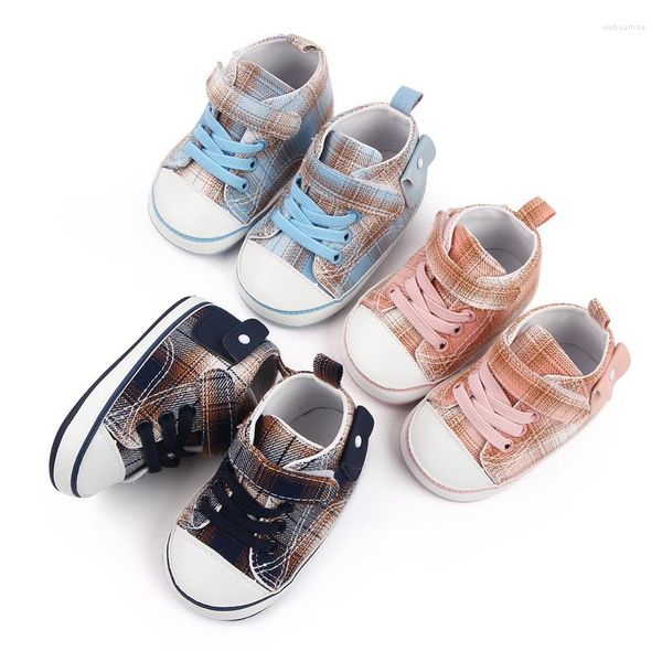 Первые пешеходы Four Seasons Classic Canvas Baby Shoes Fashion Plaid Pocket Soft Sold Madler