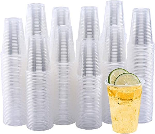 Durchsichtige Plastikbecher, Einwegbecher, robuste Kunststoffbecher, wiederverwendbar, durchsichtige Hartplastikbecher, Trinkbecher für Hochzeit, Halloween, Weihnachten, Party, 340 ml, 450 ml